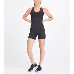 SPANX Booty Boost Active Compression Unitard Size XL Black Mesh 50140R NWT